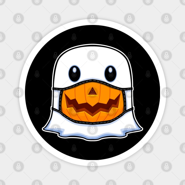 Ghost Halloween with Pumpkin Mask Magnet by Prescillian Art